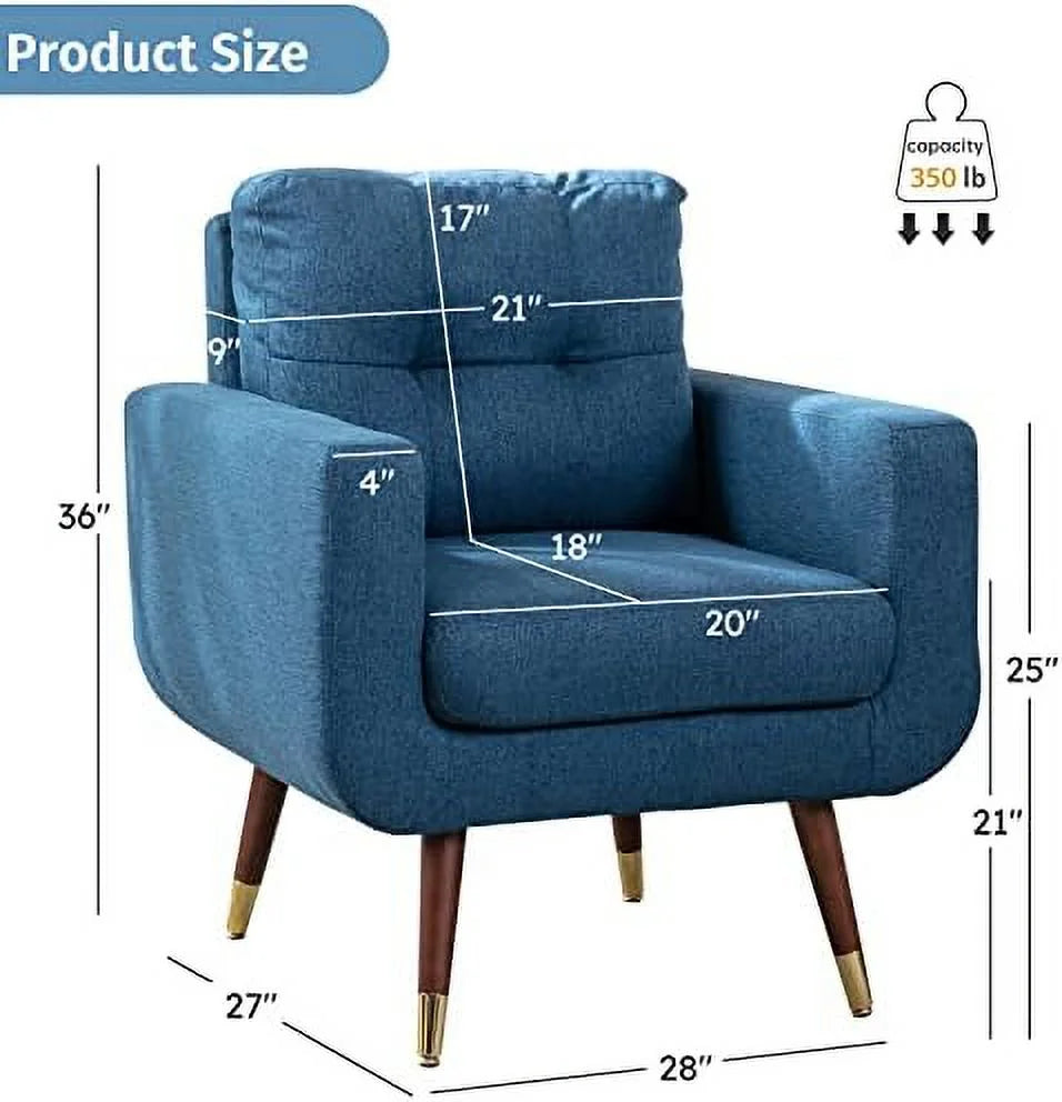 Blue Upholstered Tufted Accent Chair W2022