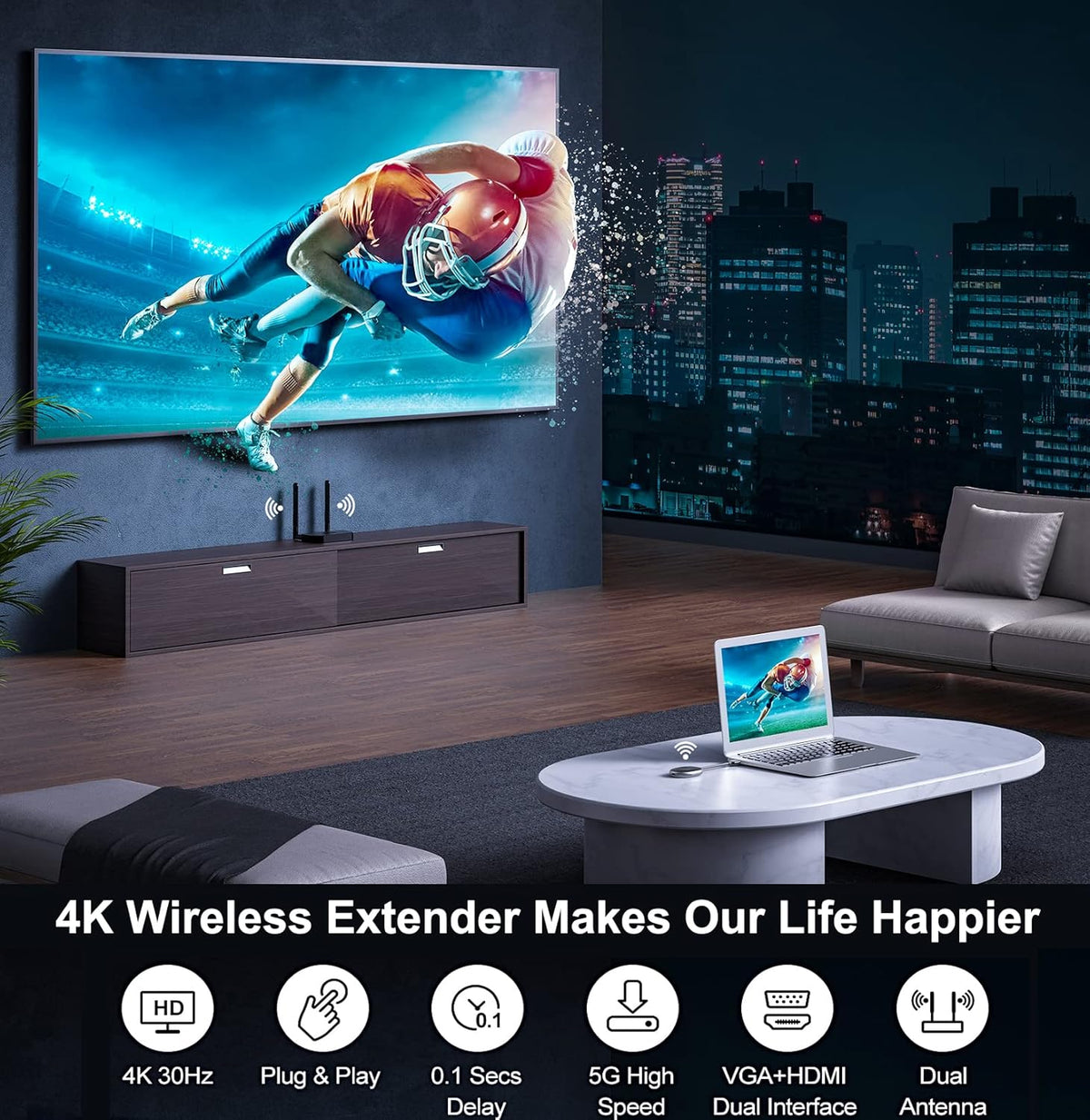 Wireless HDMI Transmitter and Receiver H52362