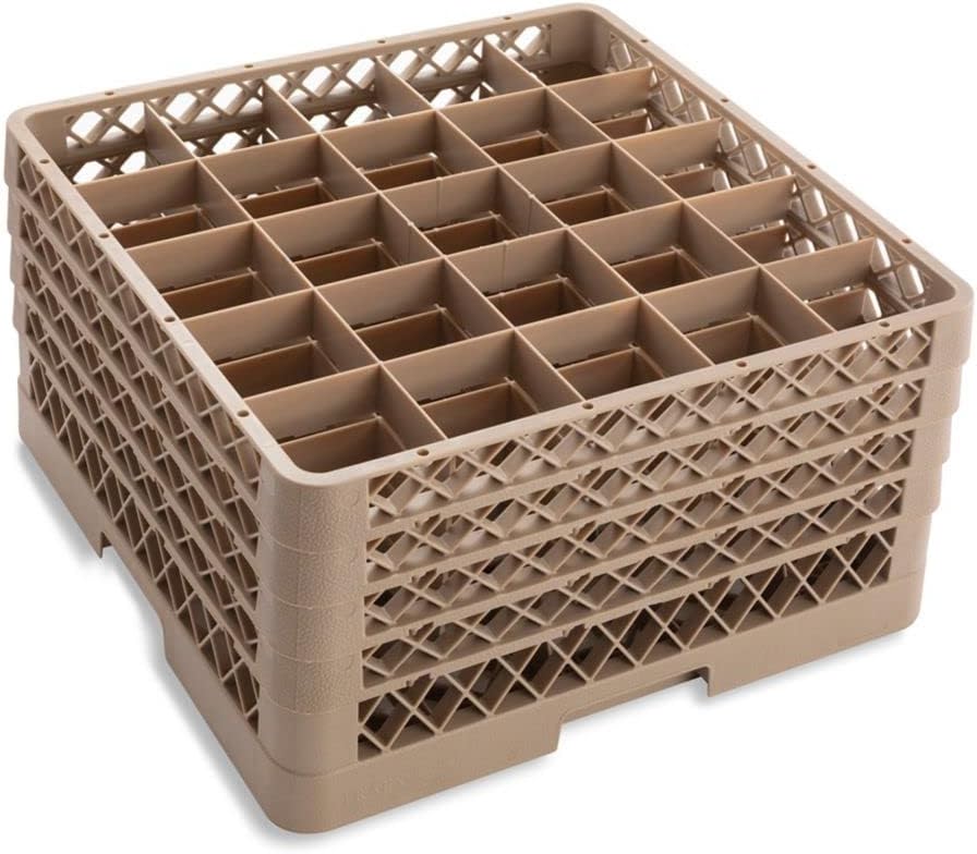Beige 25 Compartment Glass Rack with 4 Extenders I554