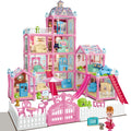 275PCS Dollhouse Kit with 11 Room Furniture Pink Princess Castle Playhouse S34784