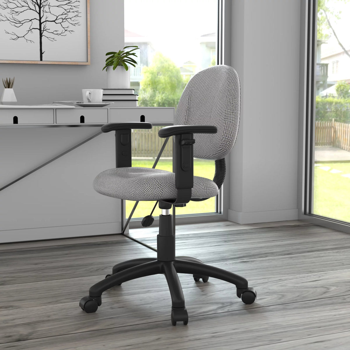 Grey Adjustable Office Task Chair with Adjustable Arms L7124