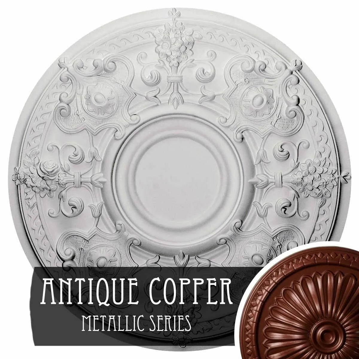 28 1/8x22OD x 1 3/4x22P Hand-Painted Cherry Ceiling Medallion W343