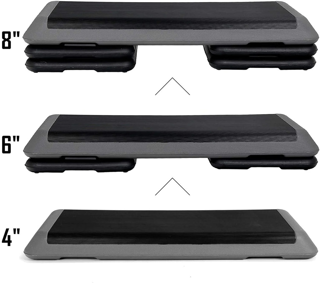 Aerobic Exercise Stepper Platform with Adjustable Risers 4"-6"-8", MAX 550lb I757898