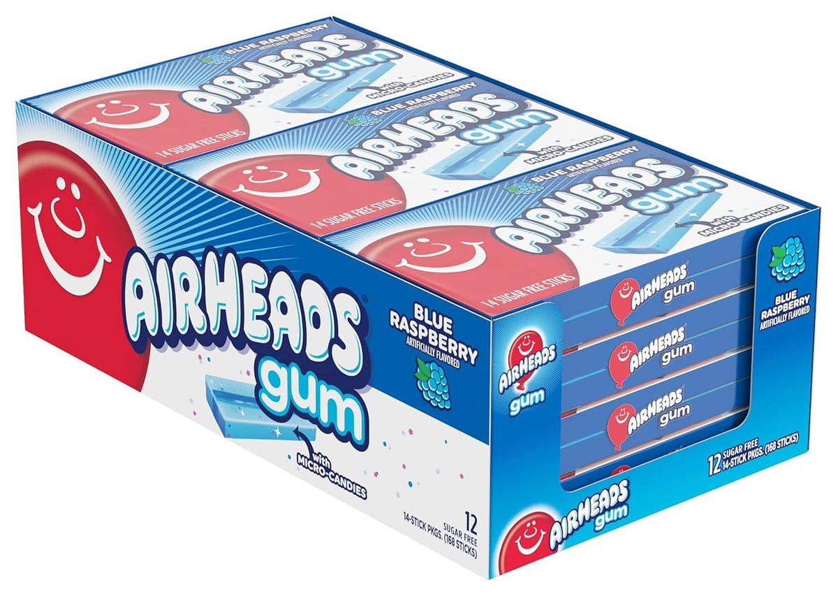 Sugar Free Blue Raspberry Chewing Gum, 14 Sticks per Pack, Box of 12 Z334