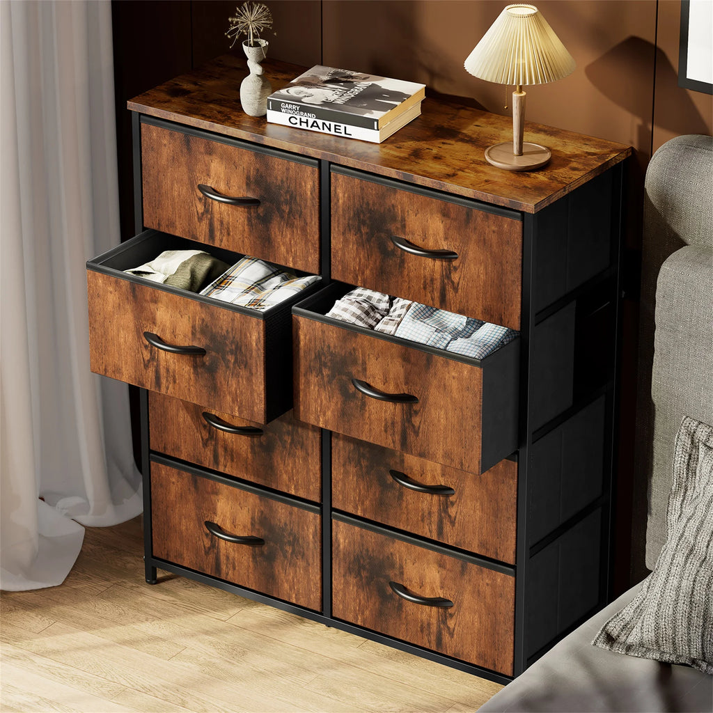 Brown 8 Fabric Drawer Dresser TV Stand C893548