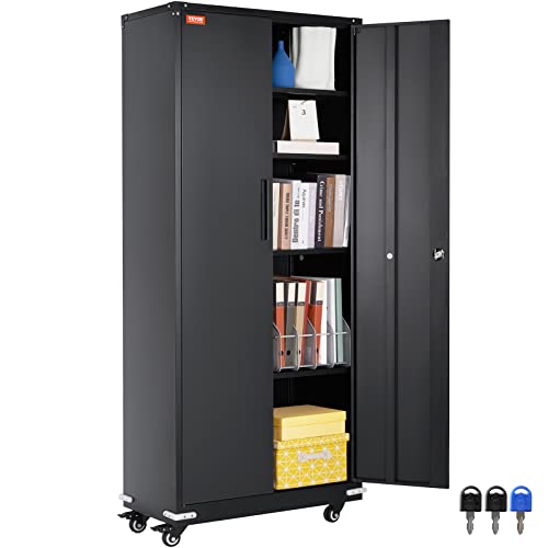 Black Metal Storage Cabinet with 4 Adjustable Shelves M896072