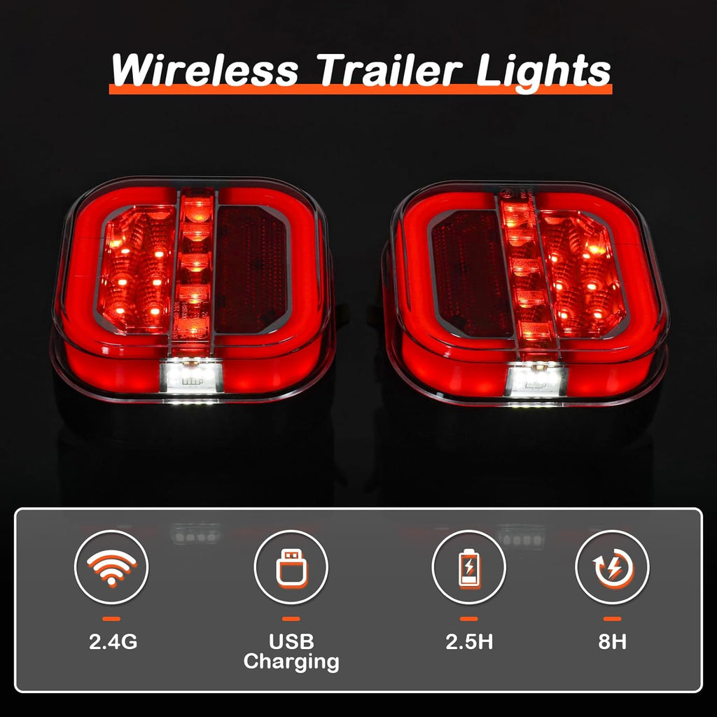 Magnetic Wireless LED Trailer Rear Lights Kit, 2PCS Rechargeable Universal LED Tail Light Kit Q4853