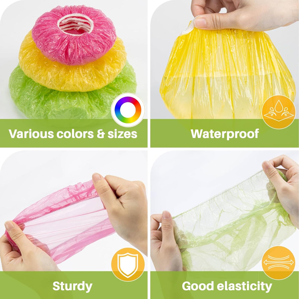60 Pcs Reusable Elastic Plastic Bowl Covers M307