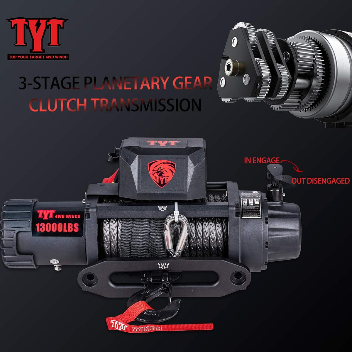 13000 lb. Waterproof Electric Winch with Synthetic Rope A929