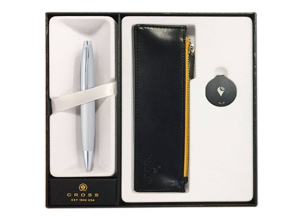 Satin Chrome Ballpoint Pen and Pouch Set Y77064
