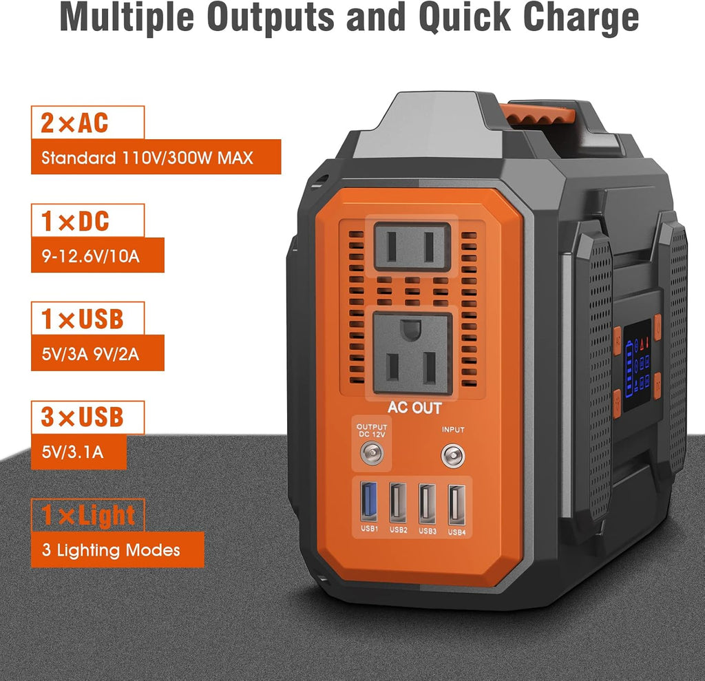 Portable Power Station 300W 280Wh 75000mAh Lithium Battery Backup Power Source with Flashlight D275664