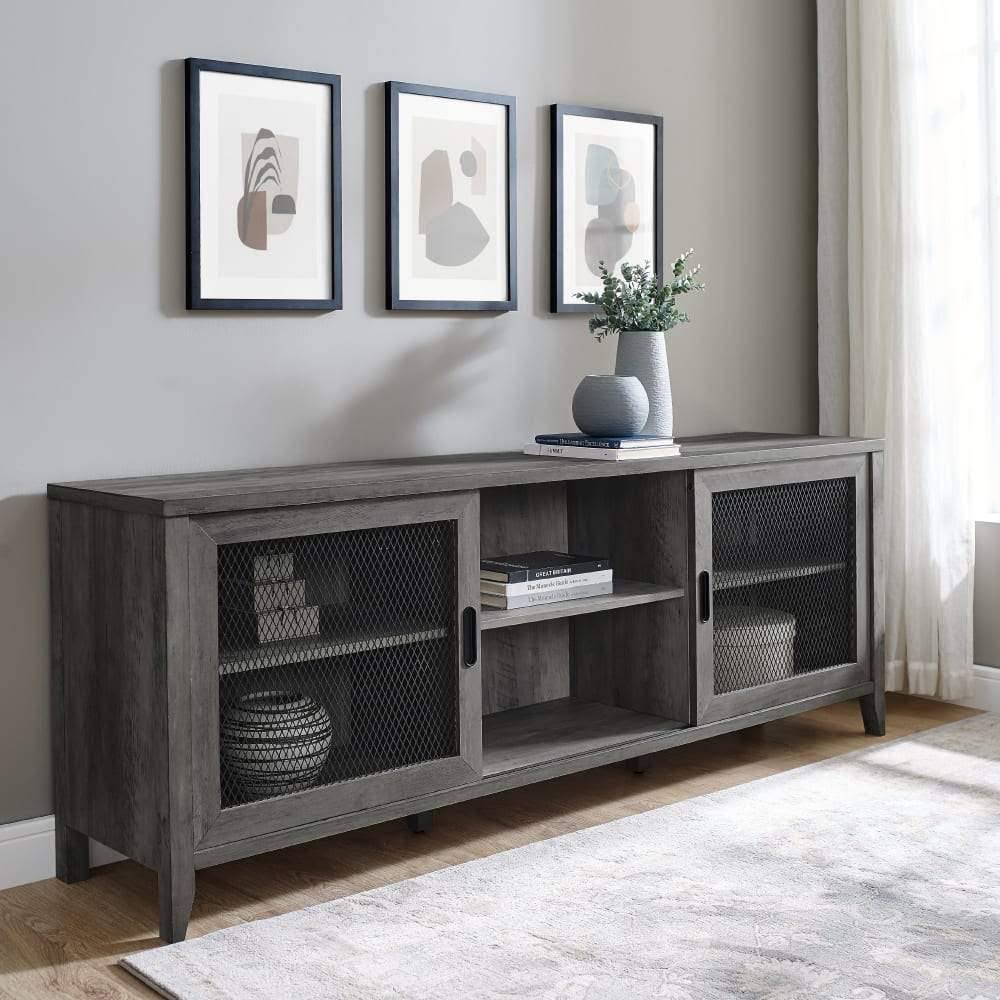 Industrial Sliding Mesh Door TV Console B718