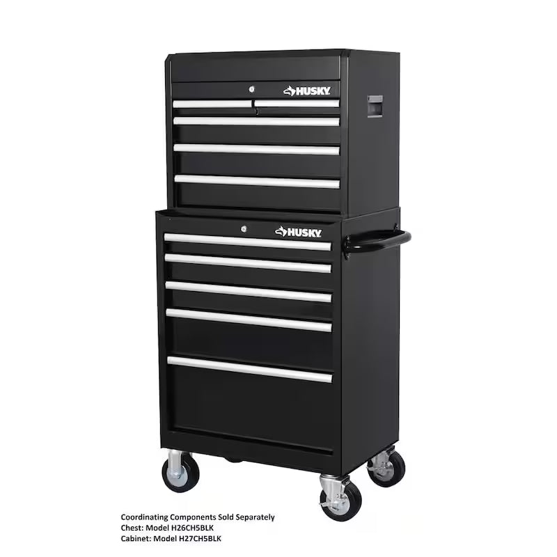 27 in. W 5-Drawer Gloss Black Rolling Tool Cabinet K22685