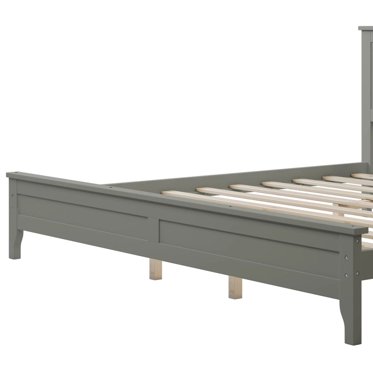 King Size Grey Solid Wood Platform Bed Frame with Headboard H37417