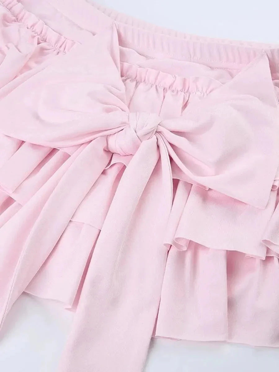 Pink Ruffled Mini Skort Q432657
