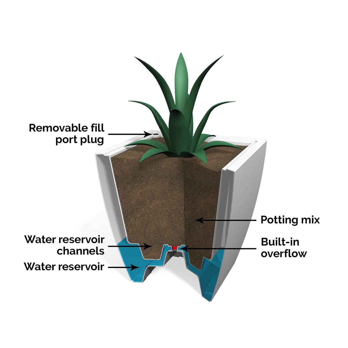 Black 24 in Square Planter Z1010