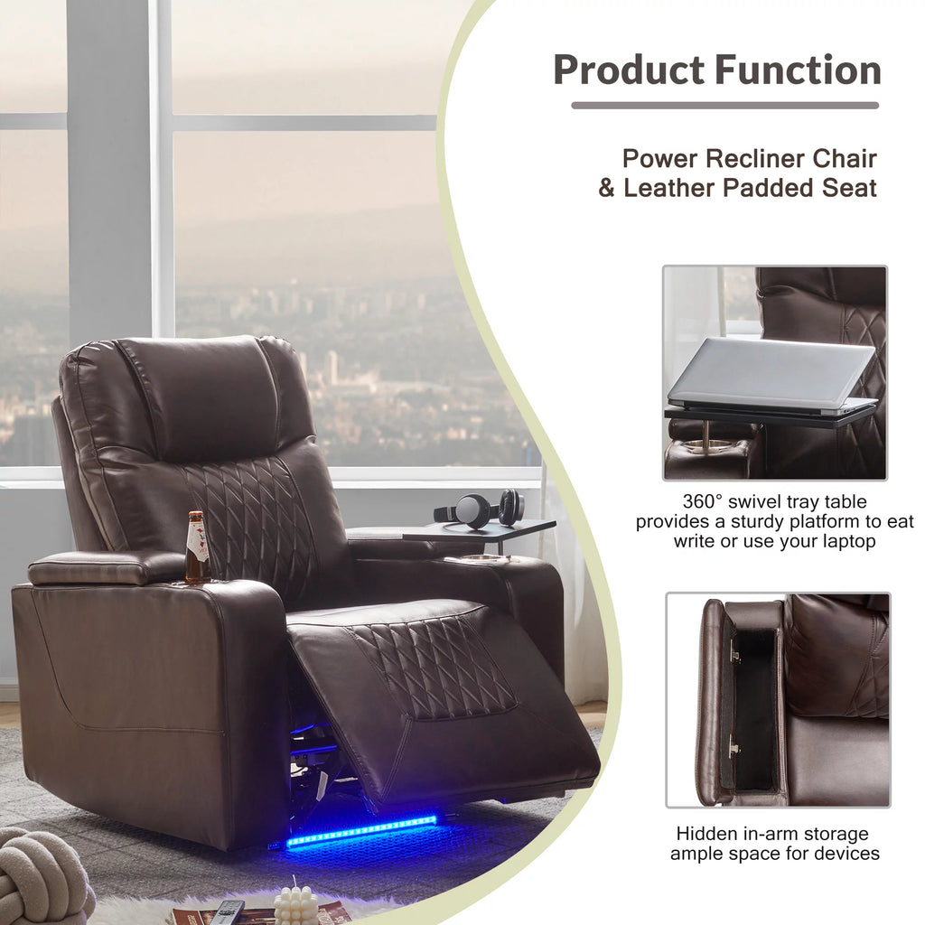 Power Motion Recliner with Cup Holders and USB Charge Port A2100