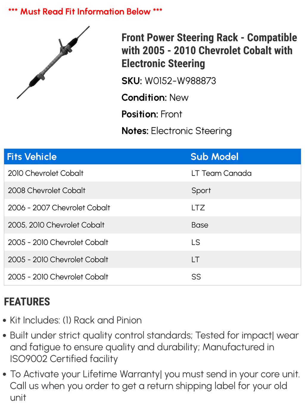 Power Steering Rack with Electronic Steering G804440