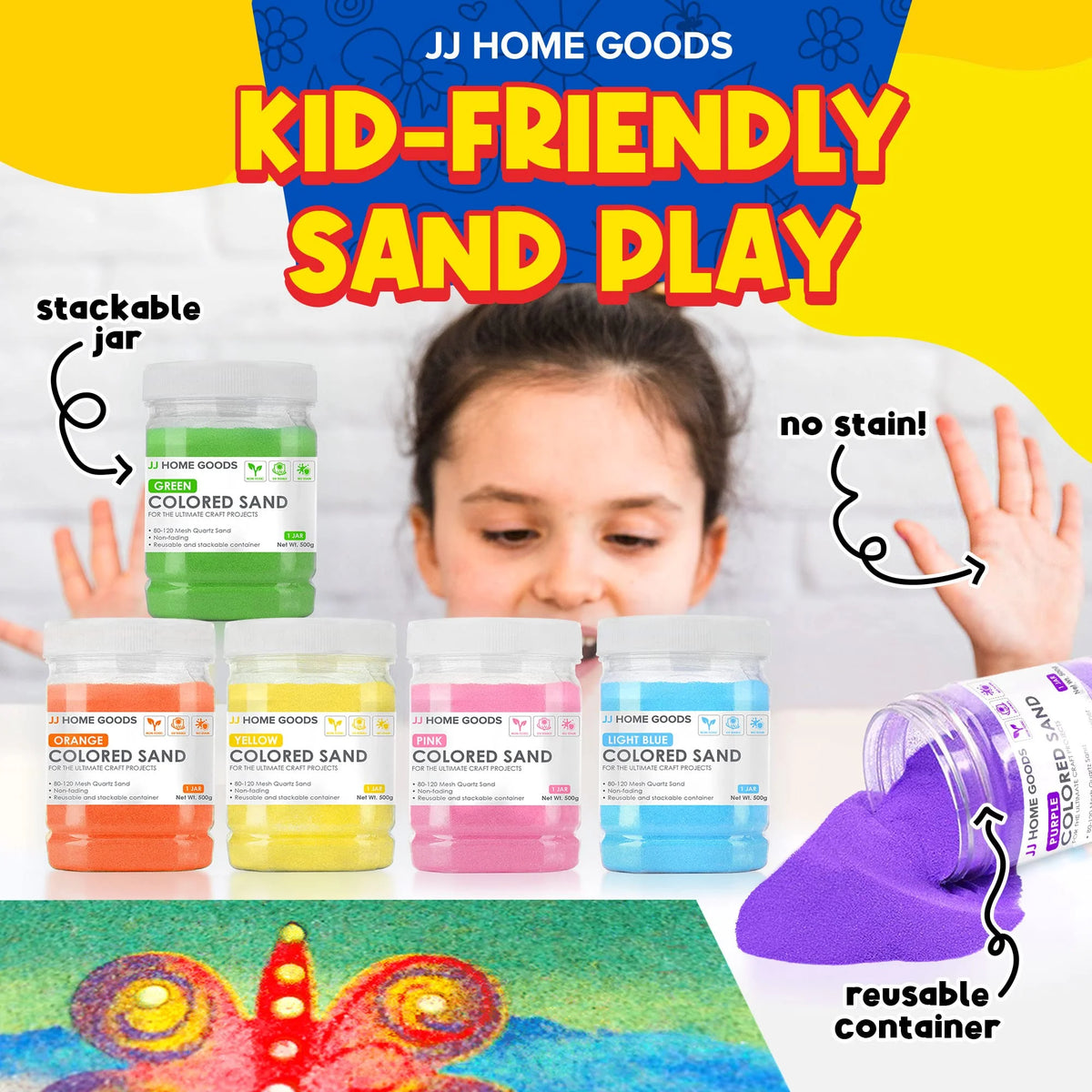 Colored Sand 16.5 lbs 15 Bottles Non-Toxic Craft Sand L760474
