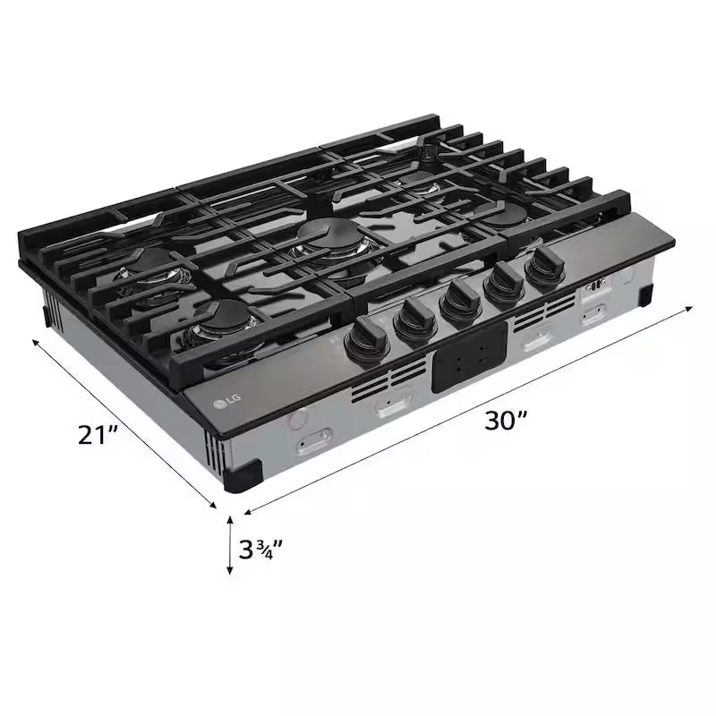 Black Stainless Steel 5 Burner Gas Cooktop Q344