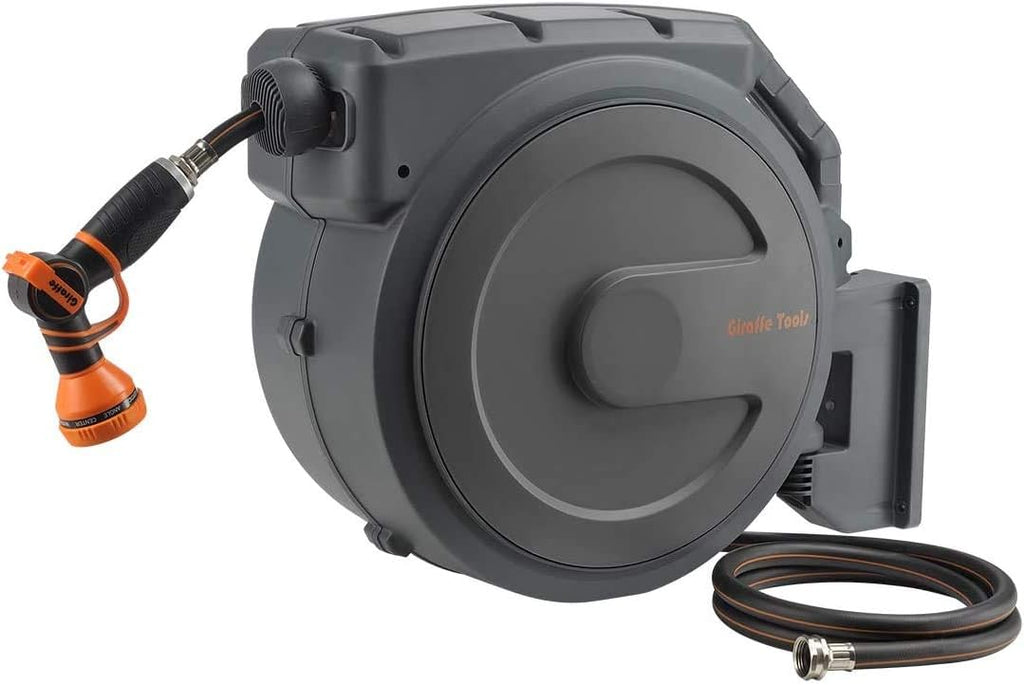 Retractable Wall Mounted Garden Hose Reel 1/2" 100ft with 9 Pattern Nozzle M645453