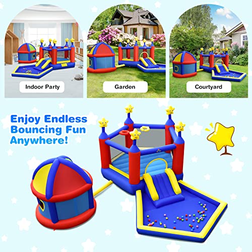 Inflatable Bounce House with Basketball Hoops and Ball Pit Pool R24032