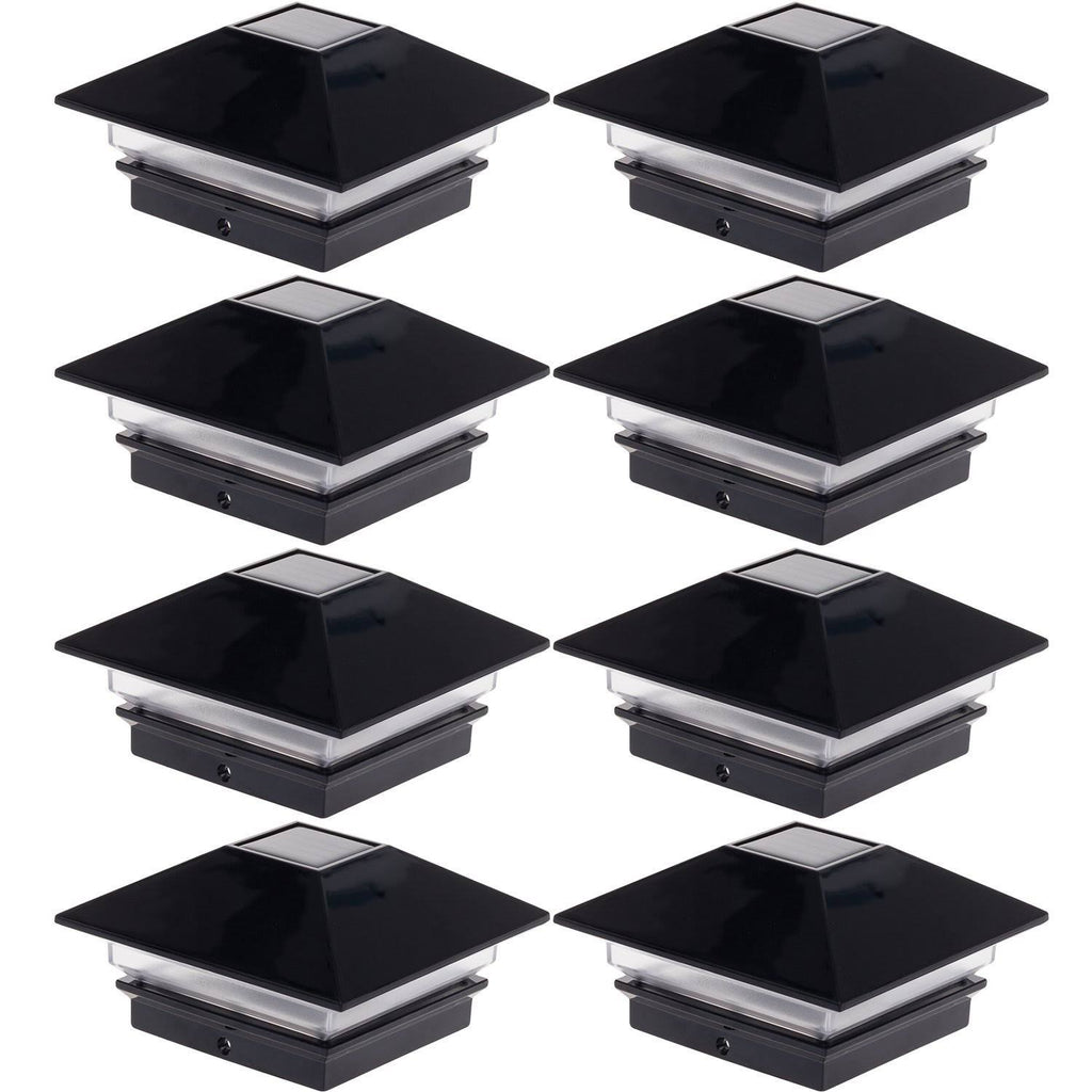 8 Pack Black Solar Post Cap Lights R1359