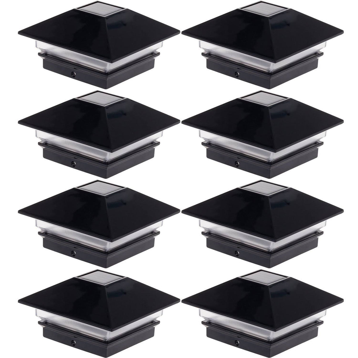8 Pack Black Solar Post Cap Lights R1359