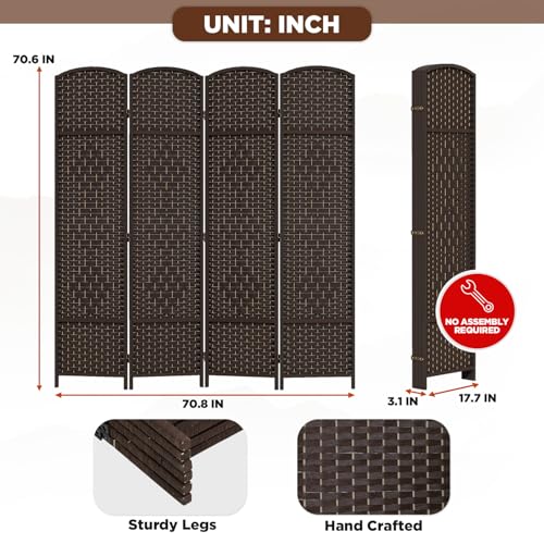 Brown 4 Panel Wooden Folding Room Divider E3840