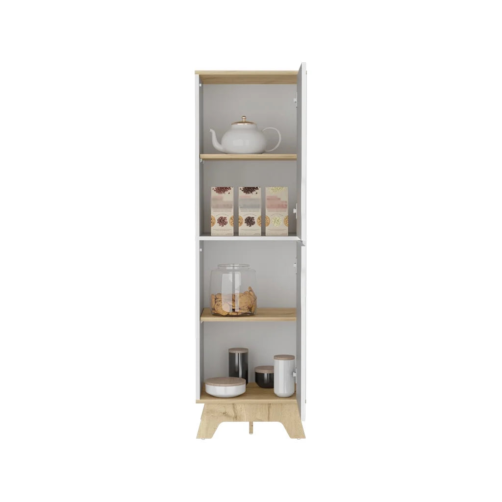 Light Oak White Four Shelves Two Doors Kitchen Pantry X3633