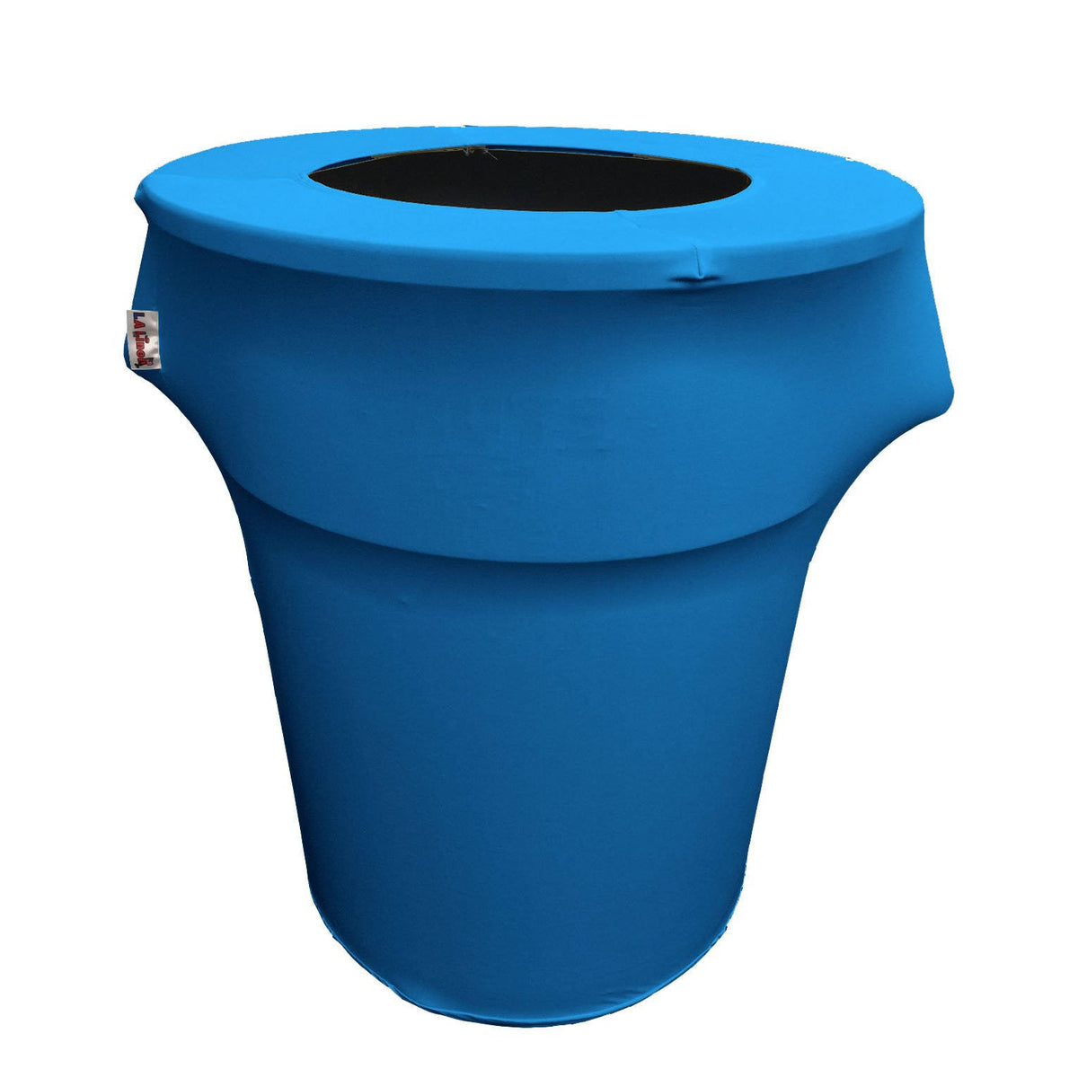 Turquoise Stretch Spandex Trash Can Cover 55 gal. Round M85478
