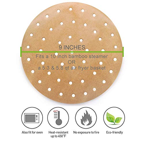 100pcs Non-stick Perforated Parchment Paper Air Fryer Liners R714