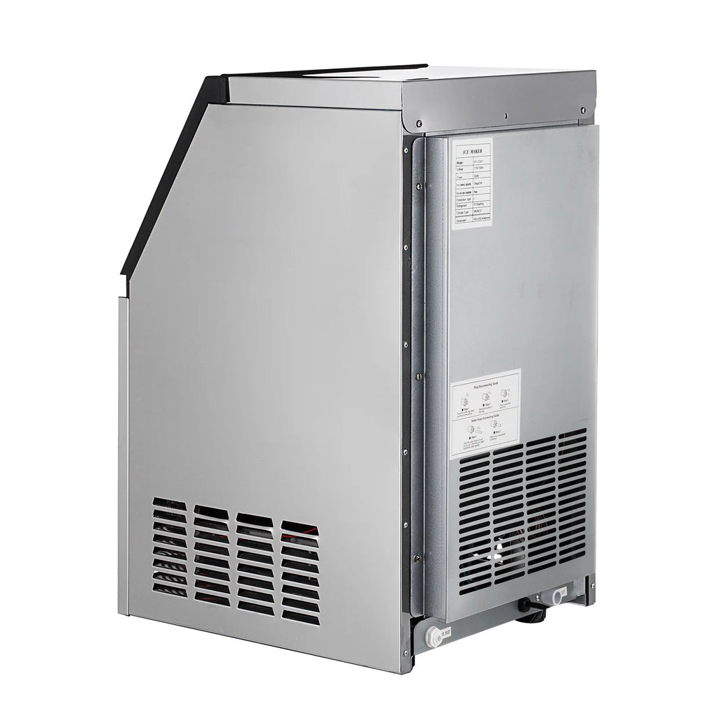 Commercial Ice Maker Machine, 132LBS/24H, Stainless Steel, 24LBS Storage, 40 Cubes W9811