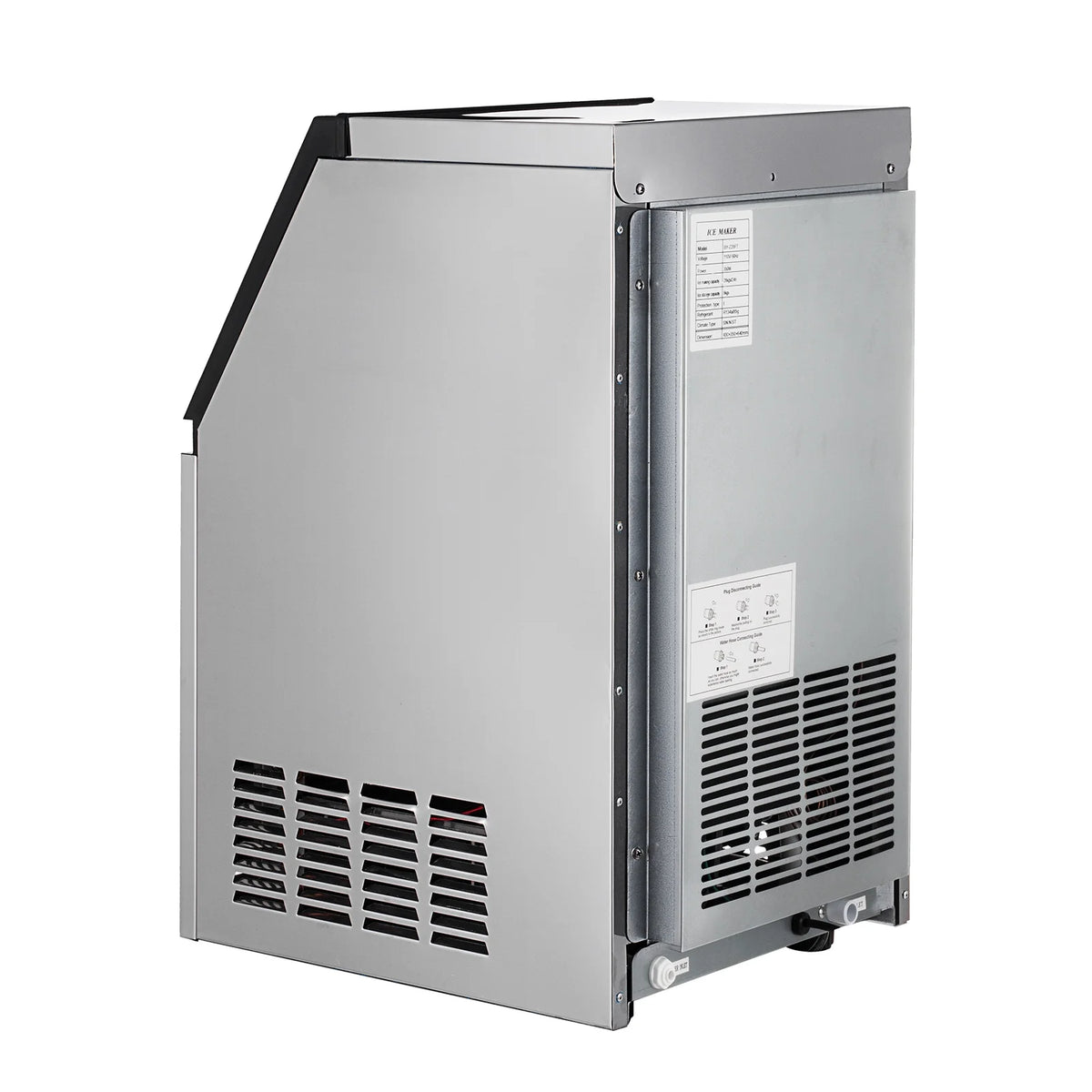 Commercial Ice Maker Machine, 132LBS/24H, Stainless Steel, 24LBS Storage, 40 Cubes W9811
