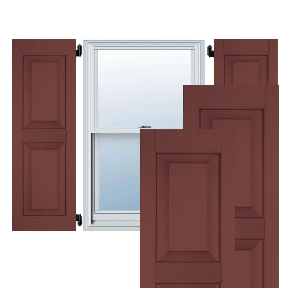 18 in. x 33 in. Exterior Real Wood Raised Panel Shutters Pair A4930