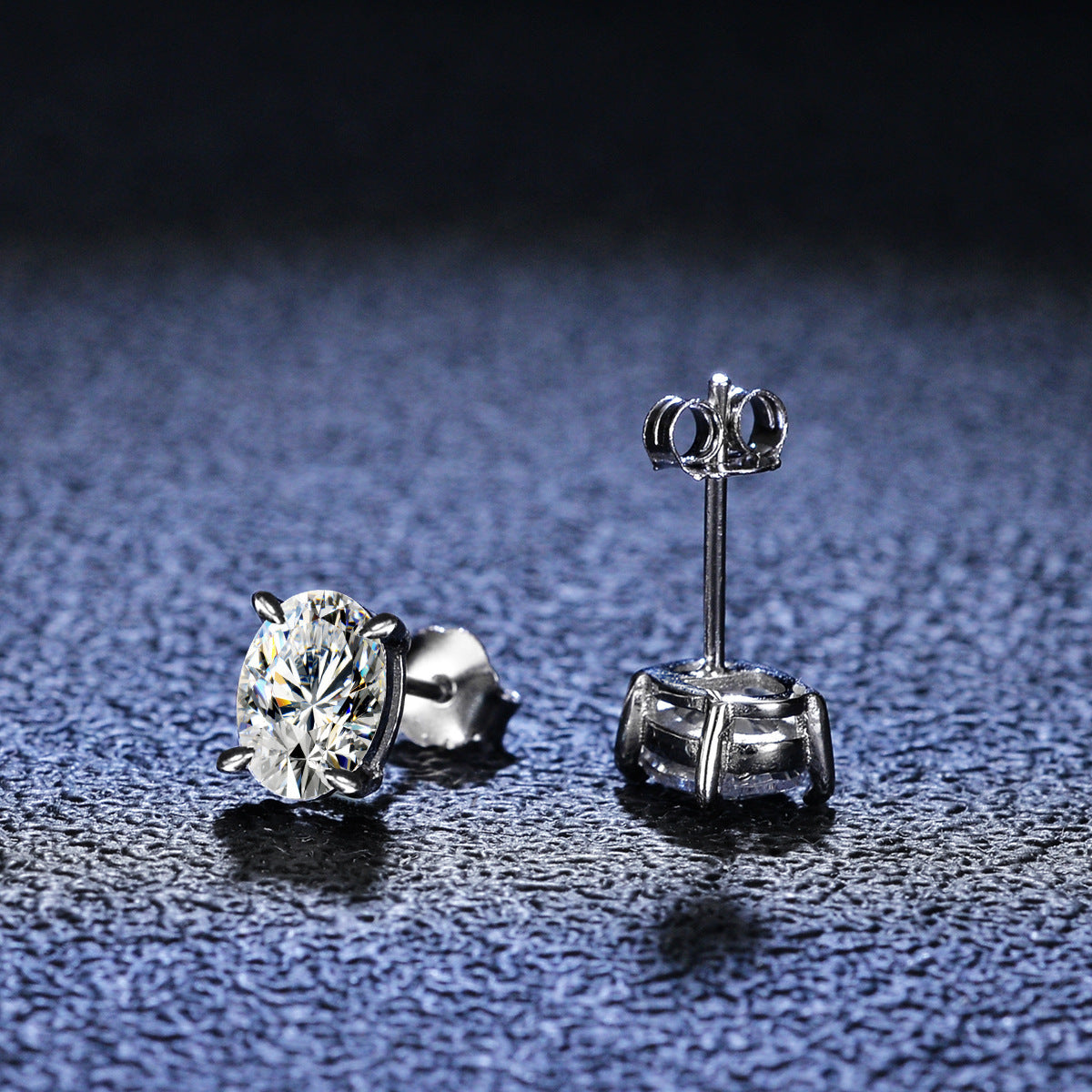 Oval Cut Moissanite Stud Earrings, 925 Sterling Silver, D Color VVS1 Clarity, 2ct U709937
