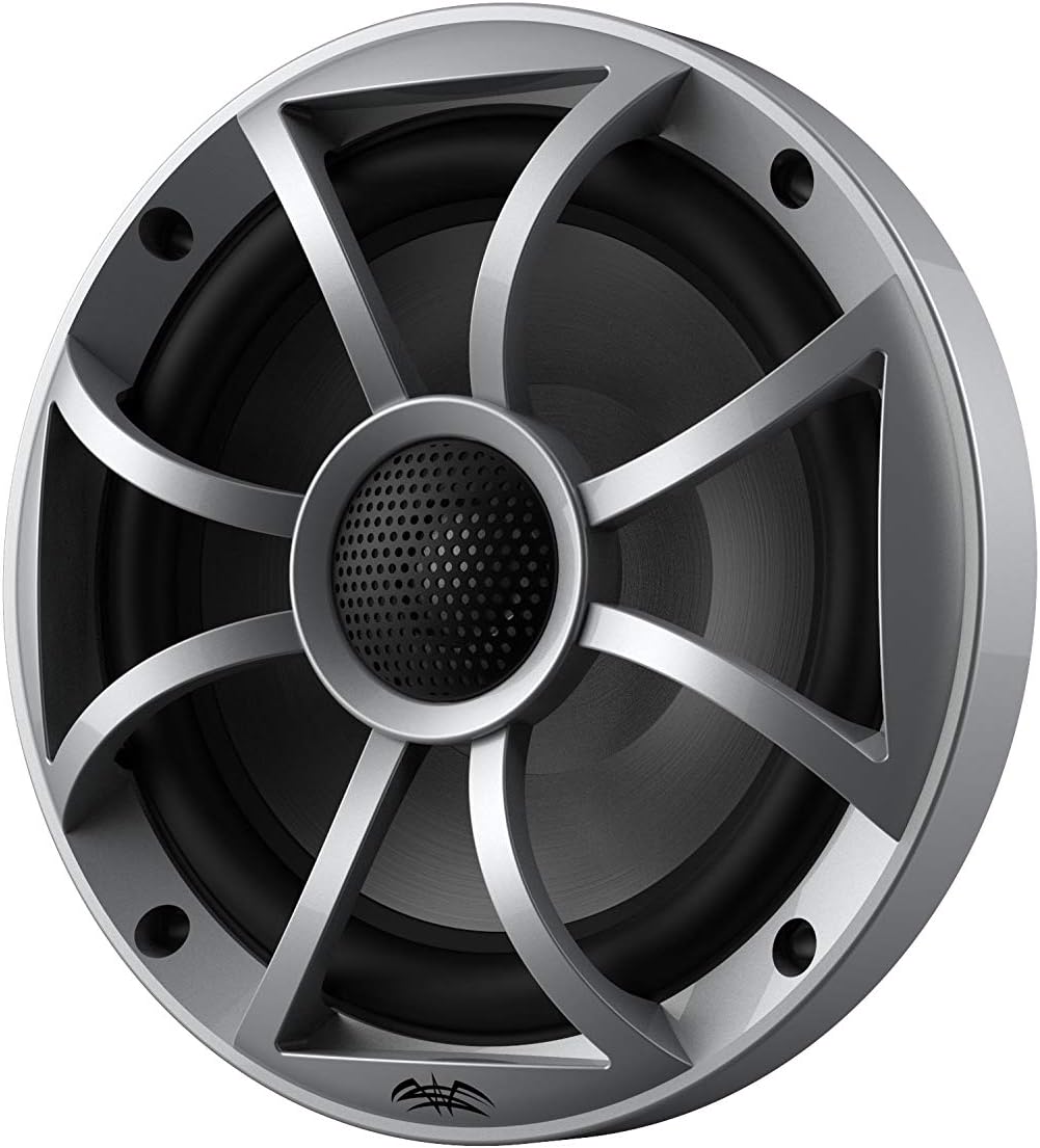 Marine AM/FM/BT Stereo with 1 Pair 6.5" Marine Coaxial Speakers, Silver Grill P2239