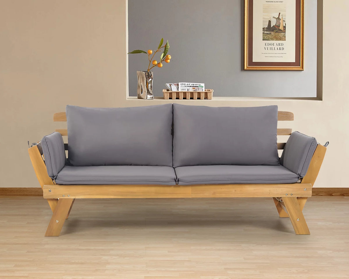 Gray Outdoor Couch Daybed with Cushion and Pillow N413868