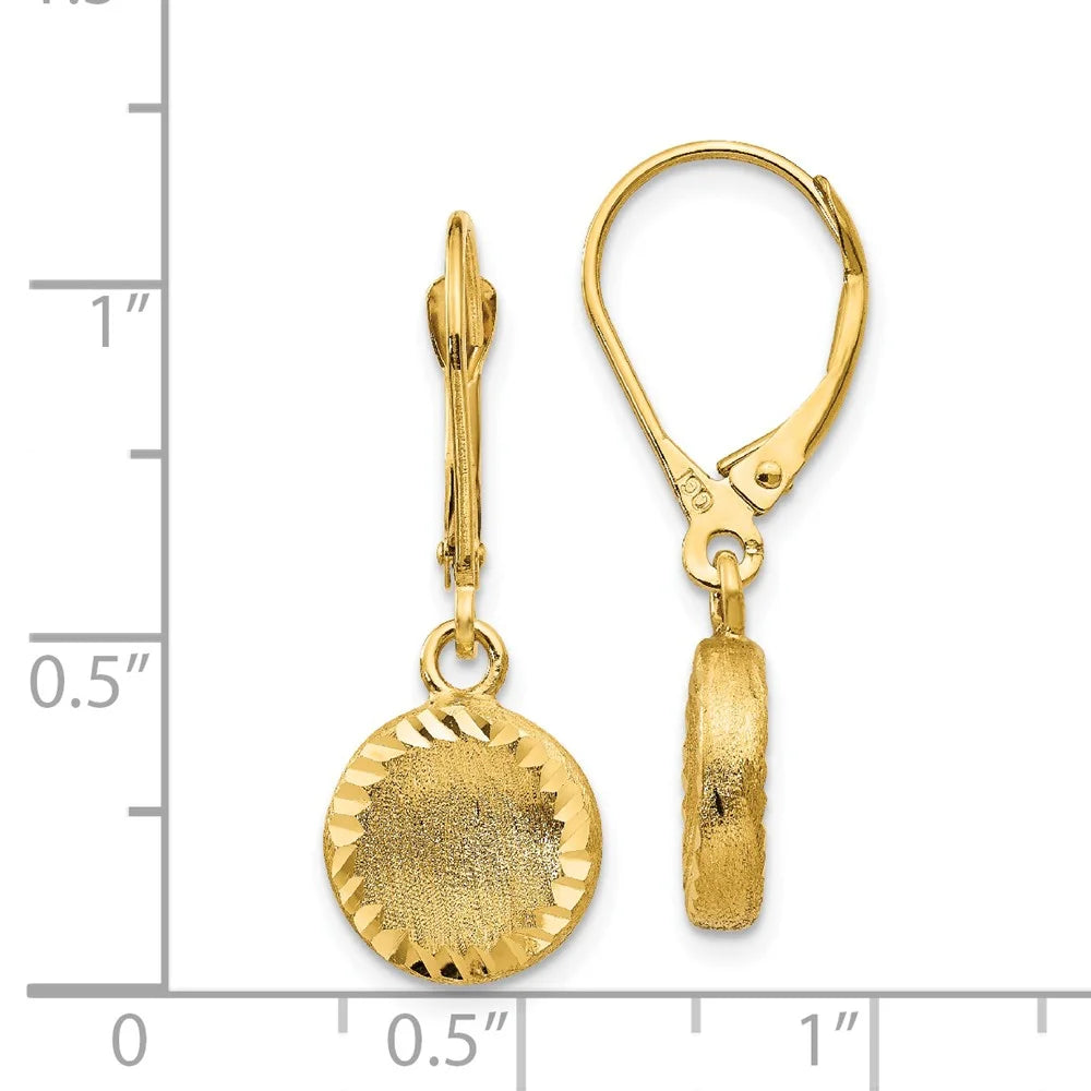 14kt Yellow Gold Diamond-cut Circle Leverback Earrings F58564