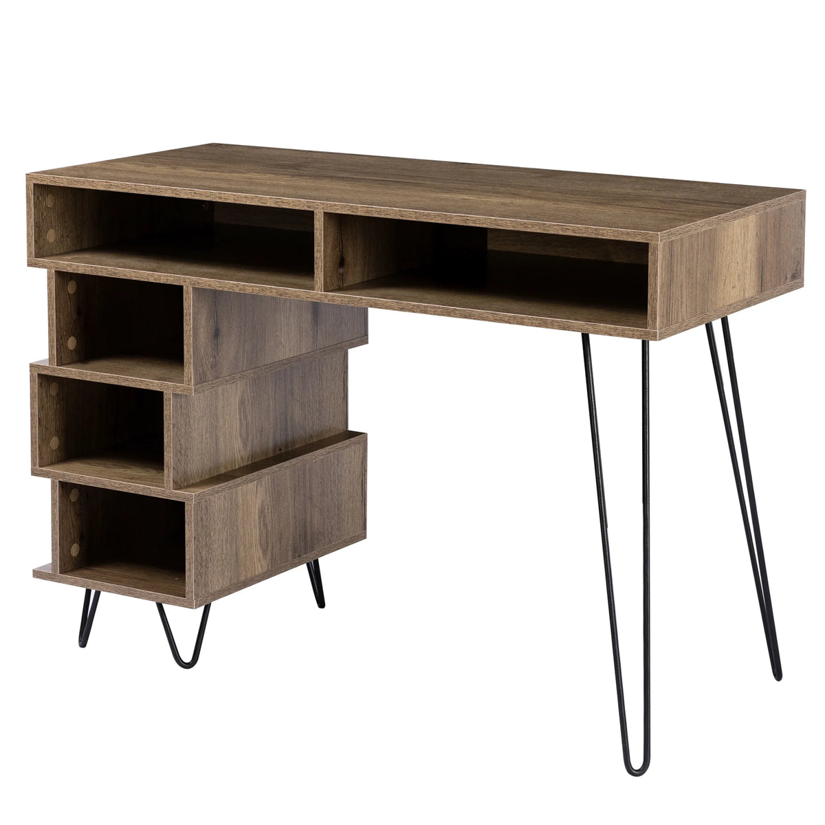 Brown Computer Desk with V-Shaped Iron Leg S86609