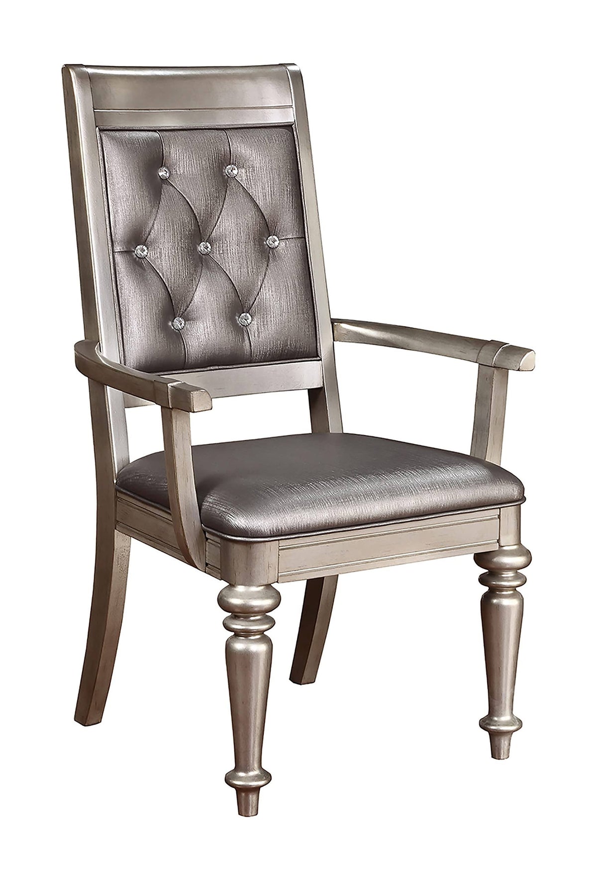 Metallic Platinum Arm Chair Set of 2 O47009