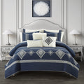 Navy 12-Piece Full Comforter Set with Sheets P75798