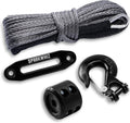 Synthetic Winch Rope Kit, 1/4" x 50ft 8200 LBS with Protective Sleeve, Fairlead, Stopper, Hook, Pack of 2 I611