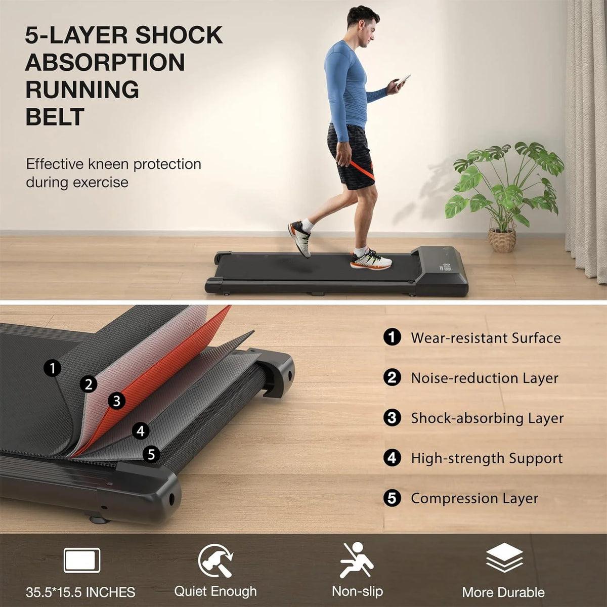 Under Desk Treadmill 2 in 1 Portable Walking Pad 2.5HP G38726