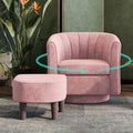 Yellow Velvet Swivel Accent Chair with Ottoman O68995