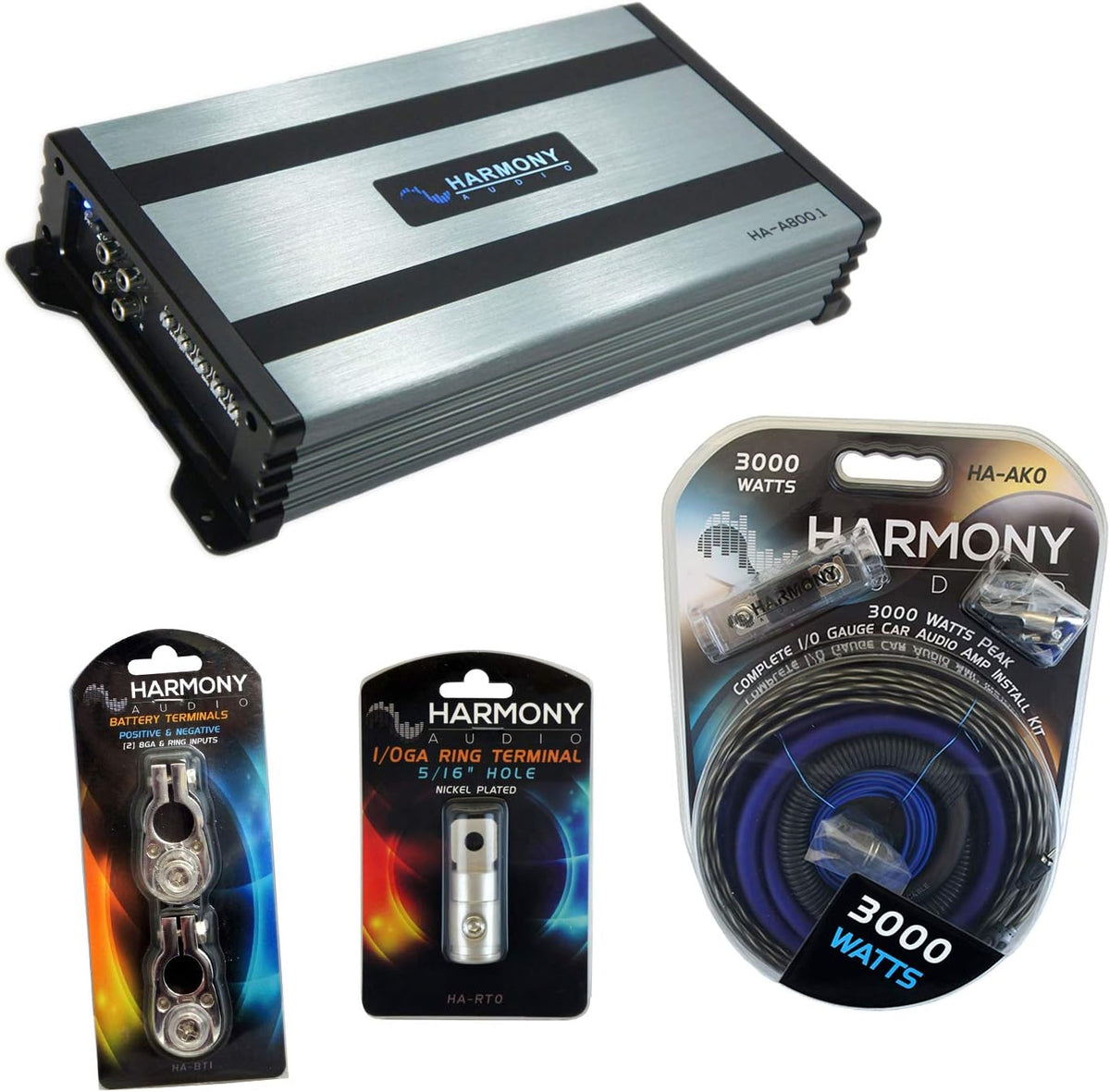 Car Stereo Class D Mono Subwoofer Amplifier Bundle with Amp Kit F432360