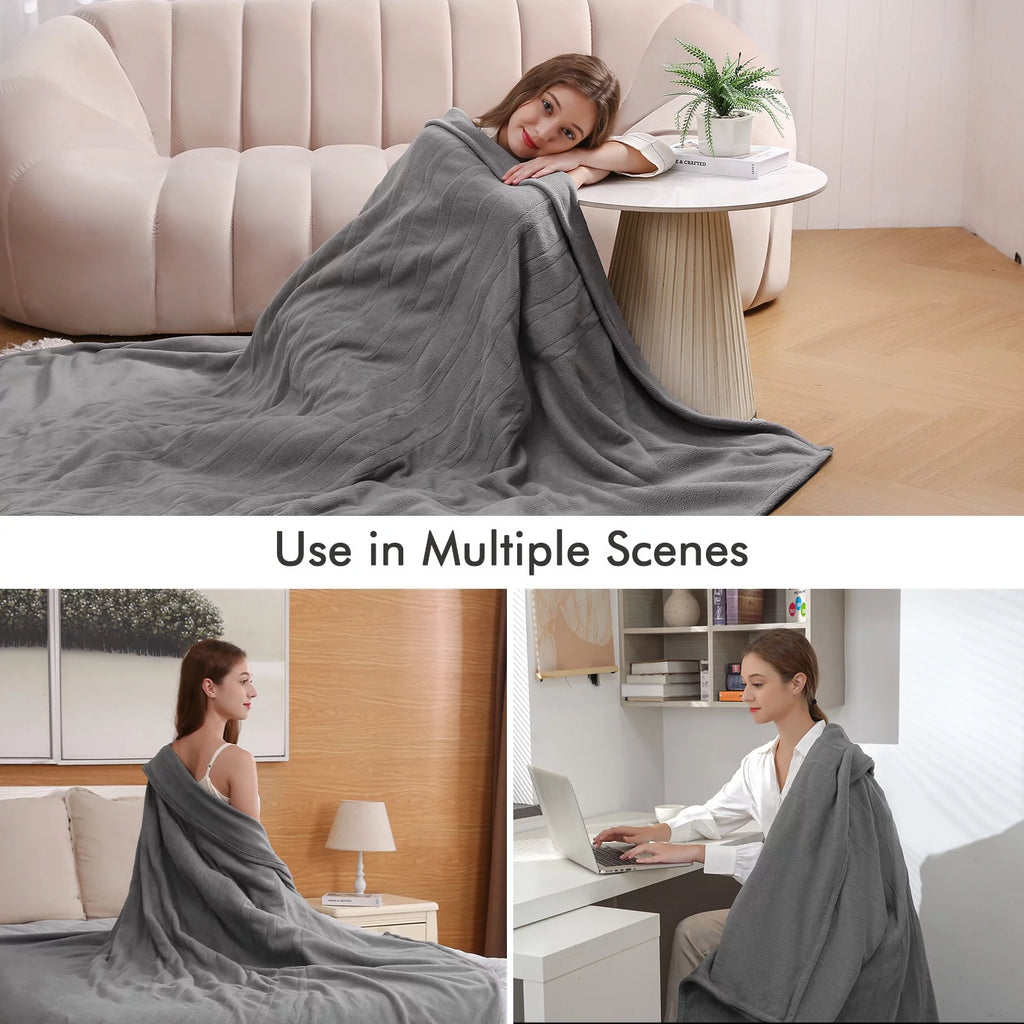 Electric Heated Blanket Full Size Gray Q506525