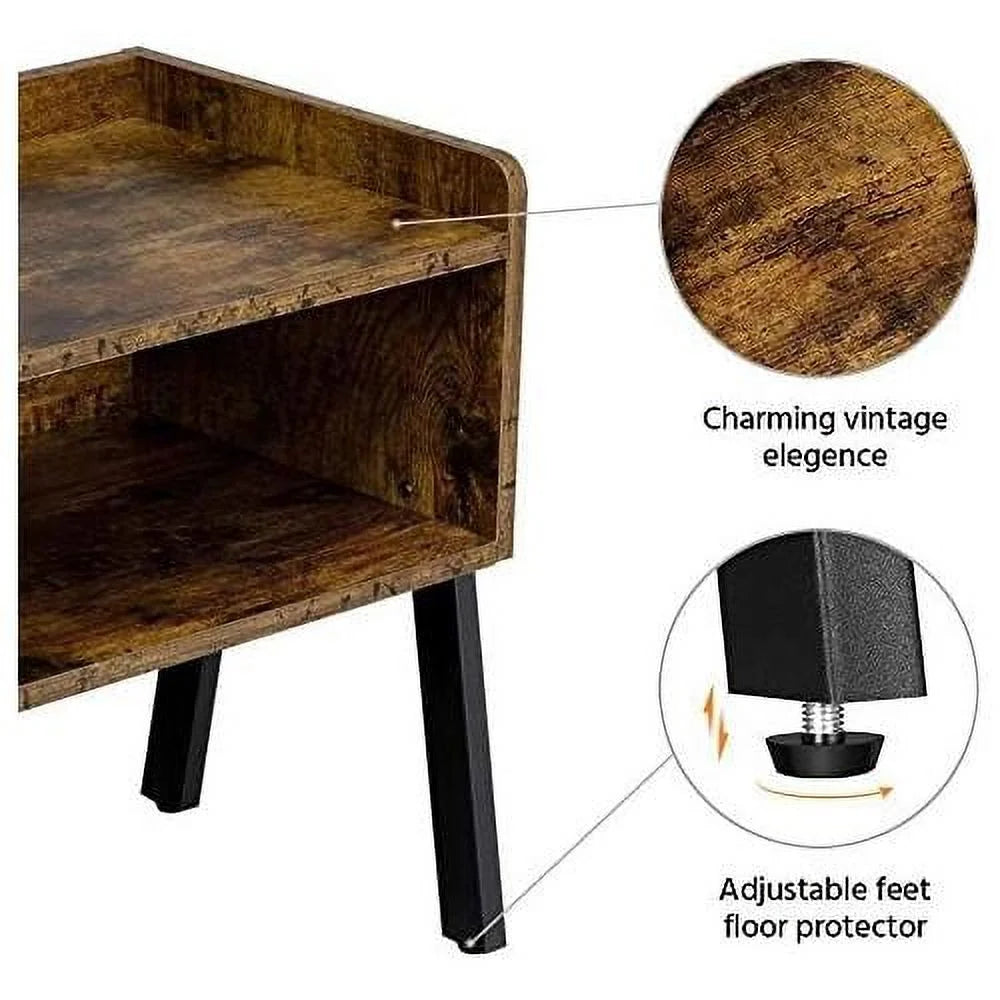 3-Piece Coffee Table & End Tables, Rustic Brown Wood R347333