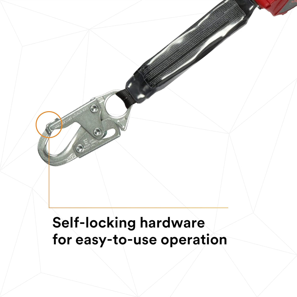 20' Single Leg Self-Retracting Polyester Web Lifeline with Steel Snap Hook L3005