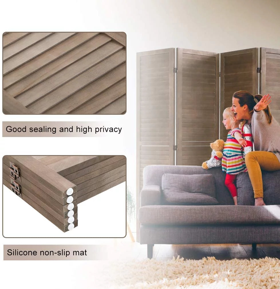 Wood 6 Panel Room Divider Privacy Screen W452354
